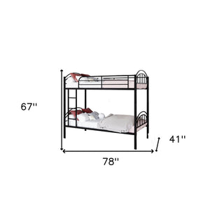 Homeroots Black Modern Classic Twin Over Twin Metal Bunk Bed  Iron 404032