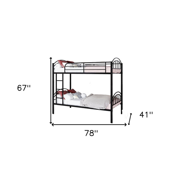 Homeroots Black Modern Classic Twin Over Twin Metal Bunk Bed  Iron 404032