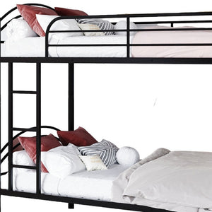 Homeroots Black Modern Classic Twin Over Twin Metal Bunk Bed  Iron 404032