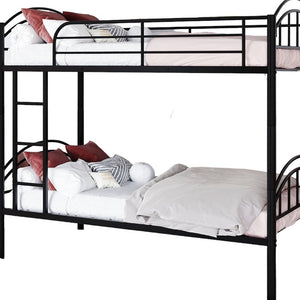 Homeroots Black Modern Classic Twin Over Twin Metal Bunk Bed  Iron 404032