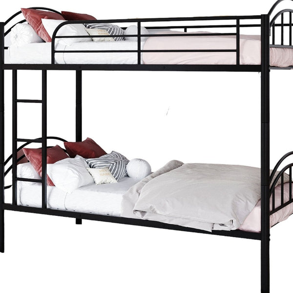 Homeroots Black Modern Classic Twin Over Twin Metal Bunk Bed  Iron 404032
