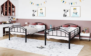 Homeroots Black Modern Classic Twin Over Twin Metal Bunk Bed  Iron 404032