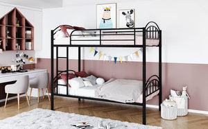 Homeroots Black Modern Classic Twin Over Twin Metal Bunk Bed  Iron 404032