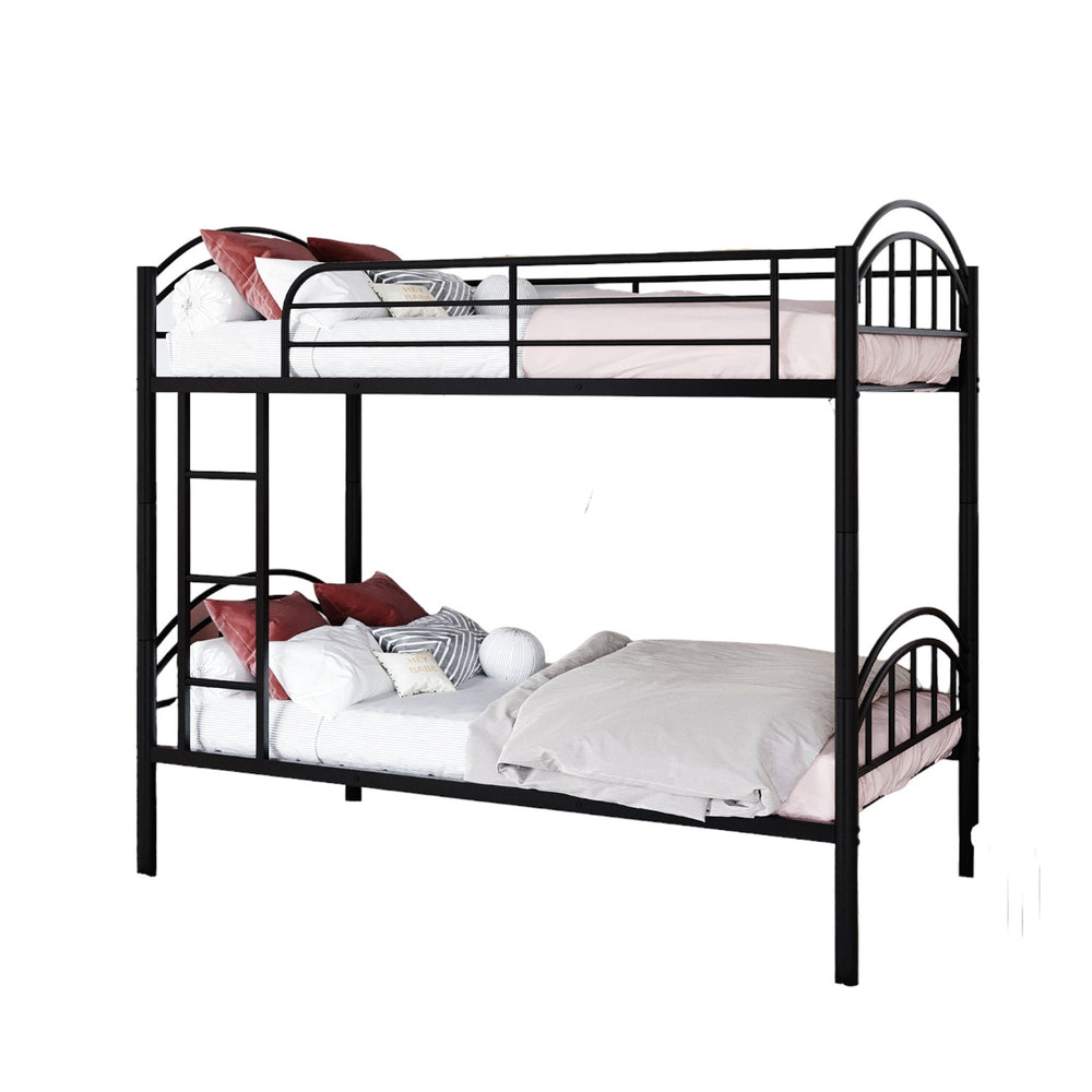 Homeroots Black Modern Classic Twin Over Twin Metal Bunk Bed  Iron 404032