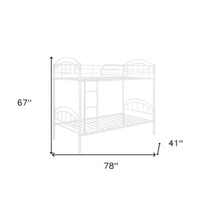 Homeroots White Modern Classic Twin Over Twin Metal Bunk Bed  Iron 404033