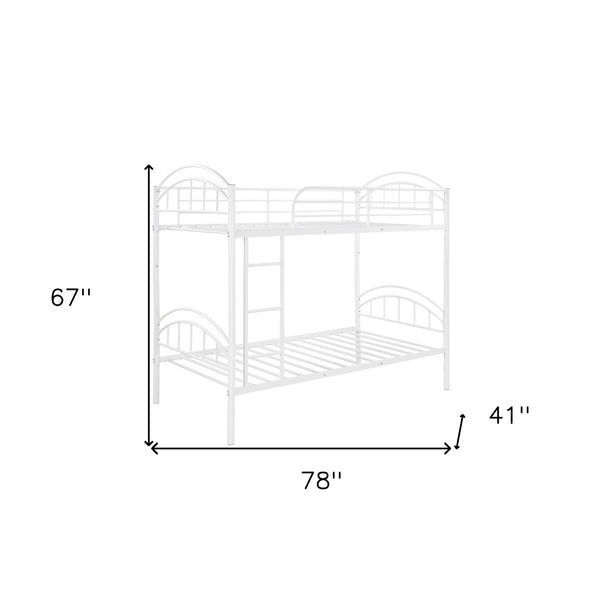 Homeroots White Modern Classic Twin Over Twin Metal Bunk Bed  Iron 404033