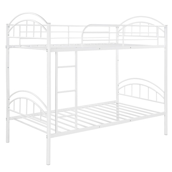 Homeroots White Modern Classic Twin Over Twin Metal Bunk Bed  Iron 404033