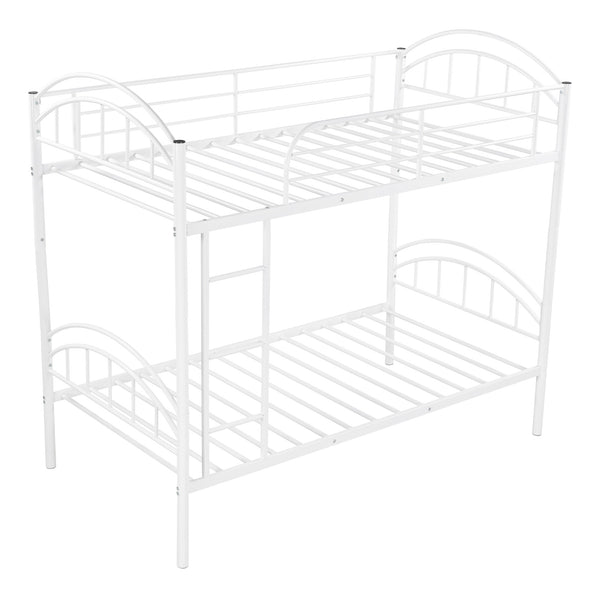 Homeroots White Modern Classic Twin Over Twin Metal Bunk Bed  Iron 404033