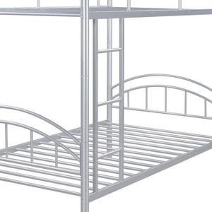 Homeroots Silver Modern Classic Twin Over Twin Metal Bunk Bed  Iron 404034
