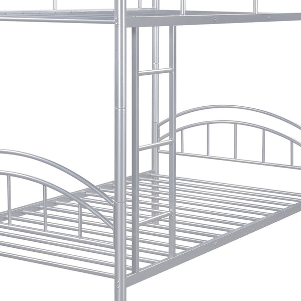 Homeroots Silver Modern Classic Twin Over Twin Metal Bunk Bed  Iron 404034