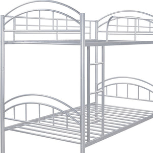 Homeroots Silver Modern Classic Twin Over Twin Metal Bunk Bed  Iron 404034