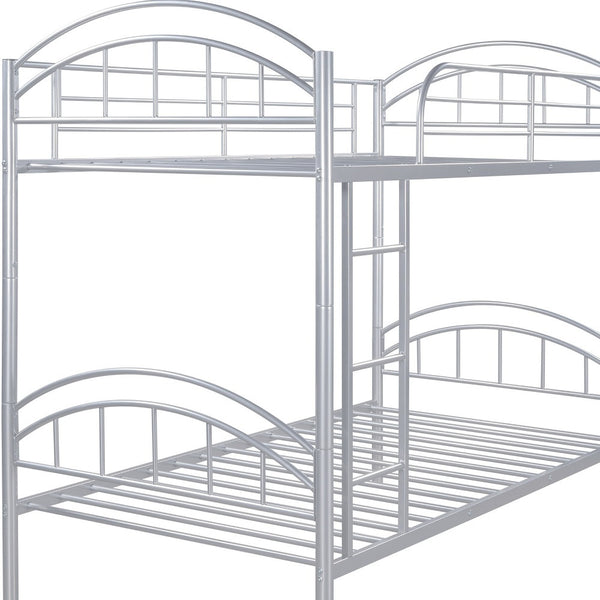 Homeroots Silver Modern Classic Twin Over Twin Metal Bunk Bed  Iron 404034