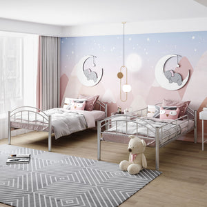 Homeroots Silver Modern Classic Twin Over Twin Metal Bunk Bed  Iron 404034