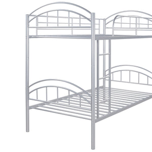 Homeroots Silver Modern Classic Twin Over Twin Metal Bunk Bed  Iron 404034