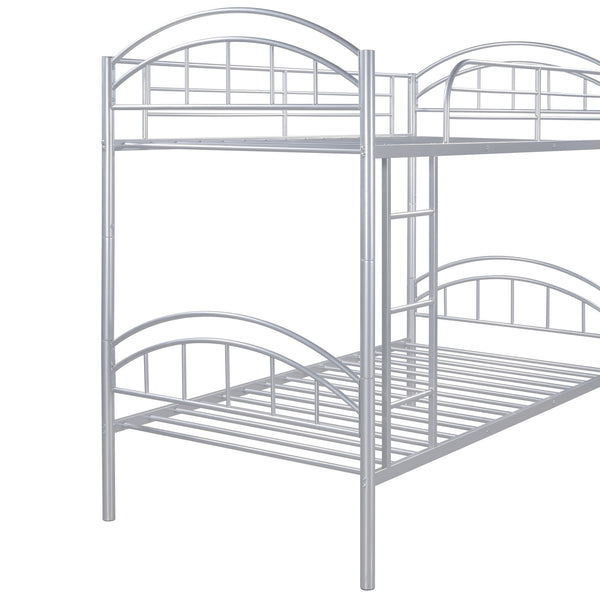 Homeroots Silver Modern Classic Twin Over Twin Metal Bunk Bed  Iron 404034