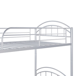 Homeroots Silver Modern Classic Twin Over Twin Metal Bunk Bed  Iron 404034