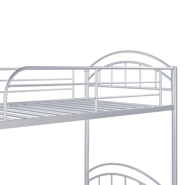 Homeroots Silver Modern Classic Twin Over Twin Metal Bunk Bed  Iron 404034