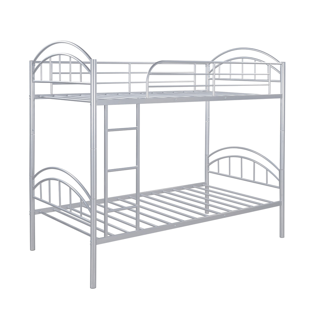 Homeroots Silver Modern Classic Twin Over Twin Metal Bunk Bed  Iron 404034