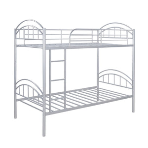Homeroots Silver Modern Classic Twin Over Twin Metal Bunk Bed  Iron 404034