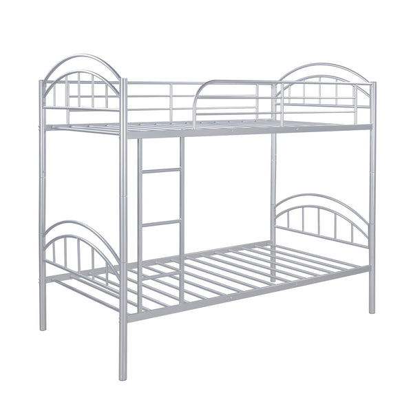 Homeroots Silver Modern Classic Twin Over Twin Metal Bunk Bed  Iron 404034