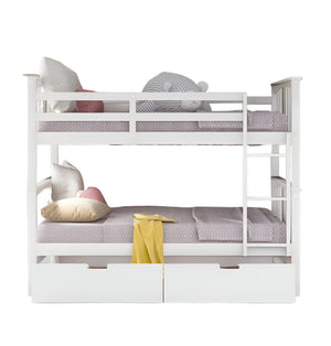 Homeroots Modern White Full Over Full Bunk Bed With Two Drawers  Manufactured Wood And Solid Wood 404039