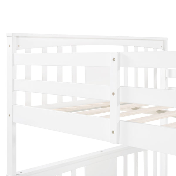 Homeroots Modern White Full Over Full Bunk Bed With Two Drawers  Manufactured Wood And Solid Wood 404039