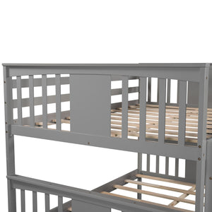 Homeroots Modern Gray Full Over Full Bunk Bed With Two Drawers  Manufactured Wood And Solid Wood 404040