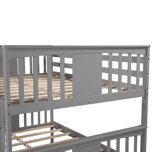 Homeroots Modern Gray Full Over Full Bunk Bed With Two Drawers  Manufactured Wood And Solid Wood 404040