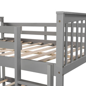 Homeroots Modern Gray Full Over Full Bunk Bed With Two Drawers  Manufactured Wood And Solid Wood 404040