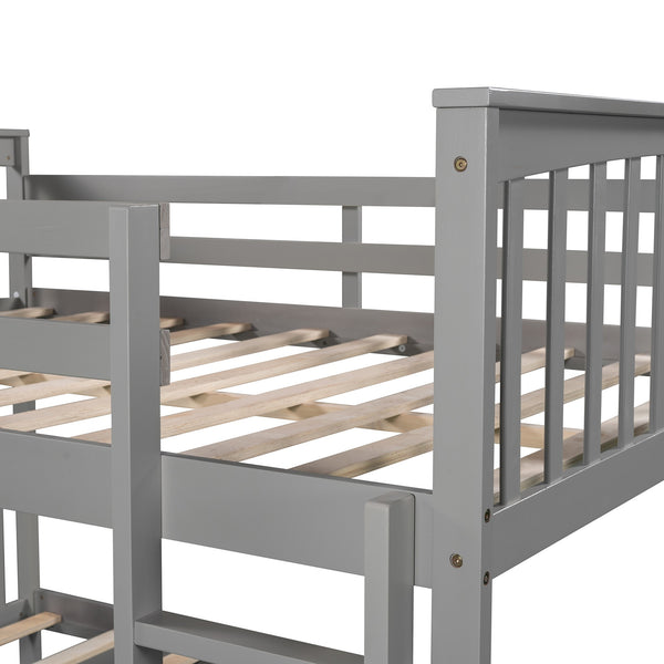 Homeroots Modern Gray Full Over Full Bunk Bed With Two Drawers  Manufactured Wood And Solid Wood 404040