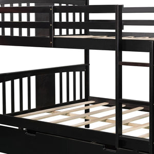 Homeroots Modern Espresso Full Over Full Bunk Bed With Two Drawers  Manufactured Wood And Solid Wood 404041