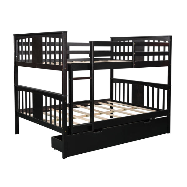Homeroots Modern Espresso Full Over Full Bunk Bed With Two Drawers  Manufactured Wood And Solid Wood 404041