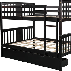 Homeroots Modern Espresso Full Over Full Bunk Bed With Two Drawers  Manufactured Wood And Solid Wood 404041