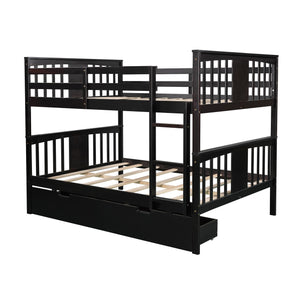Homeroots Modern Espresso Full Over Full Bunk Bed With Two Drawers  Manufactured Wood And Solid Wood 404041