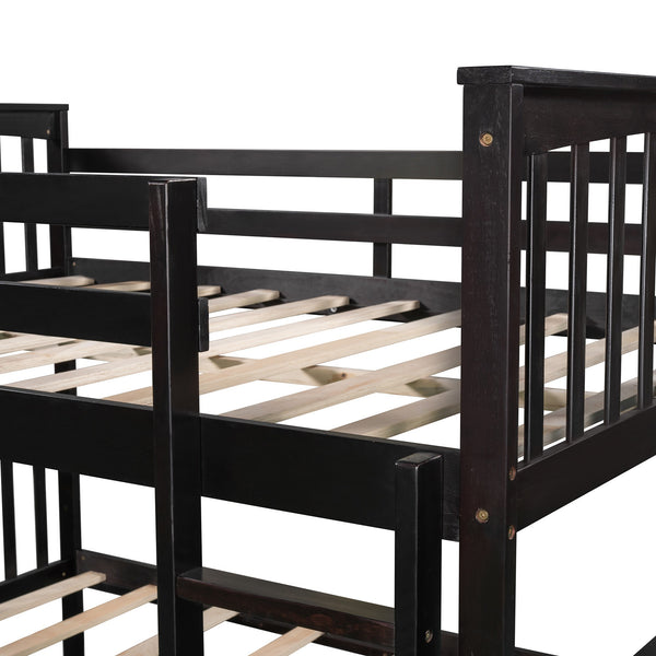 Homeroots Modern Espresso Full Over Full Bunk Bed With Two Drawers  Manufactured Wood And Solid Wood 404041