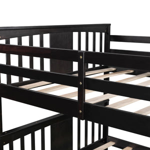 Homeroots Modern Espresso Full Over Full Bunk Bed With Two Drawers  Manufactured Wood And Solid Wood 404041