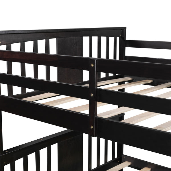 Homeroots Modern Espresso Full Over Full Bunk Bed With Two Drawers  Manufactured Wood And Solid Wood 404041