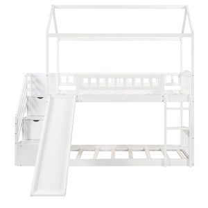 Homeroots White Twin Over Twin Playhouse Styled Bunk Bed  Manufactured Wood And Solid Wood 404047