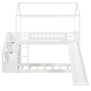 Homeroots White Twin Over Twin Playhouse Styled Bunk Bed  Manufactured Wood And Solid Wood 404047