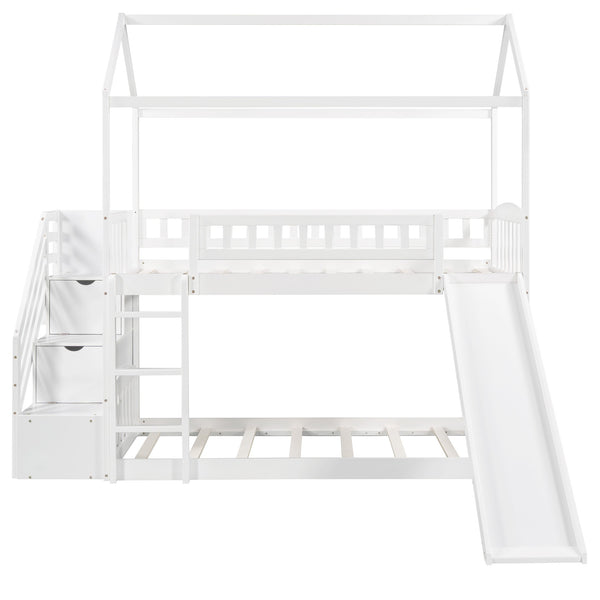 Homeroots White Twin Over Twin Playhouse Styled Bunk Bed  Manufactured Wood And Solid Wood 404047