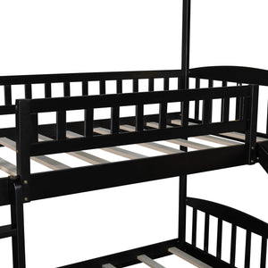 Homeroots Espresso Twin Over Twin Playhouse Styled Bunk Bed  Manufactured Wood And Solid Wood 404049