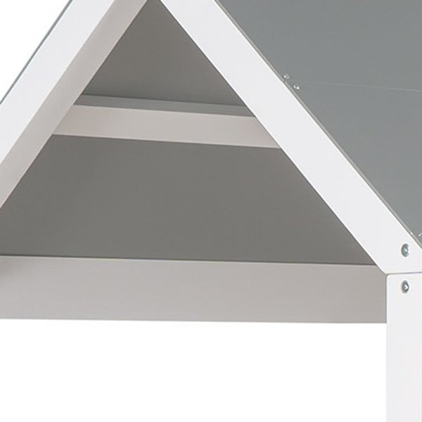 Homeroots White And Dark Gray Twin Over Twin Doll House Bunk Bed  Manufactured Wood And Solid Wood 404052