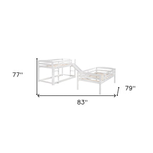Homeroots White Triple Bunk Twin Sized Bed With Slide  Iron 404055