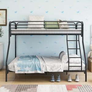 Homeroots Black Heavy Duty Twin Over Full Metal Bunk Bed  Iron 404063