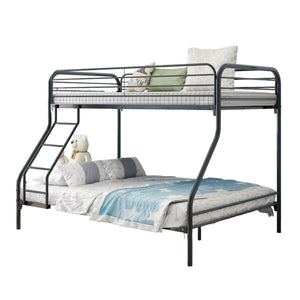 Homeroots Black Heavy Duty Twin Over Full Metal Bunk Bed  Iron 404063