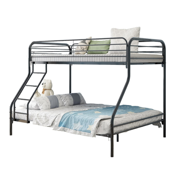Homeroots Black Heavy Duty Twin Over Full Metal Bunk Bed  Iron 404063