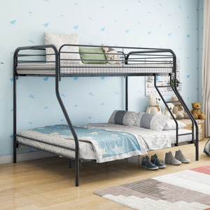 Homeroots Black Heavy Duty Twin Over Full Metal Bunk Bed  Iron 404063