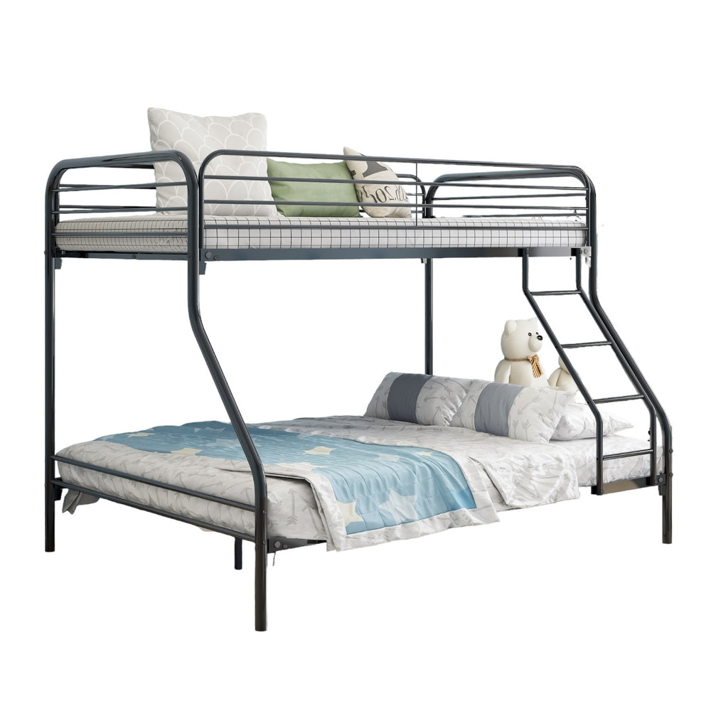 Homeroots Black Heavy Duty Twin Over Full Metal Bunk Bed  Iron 404063