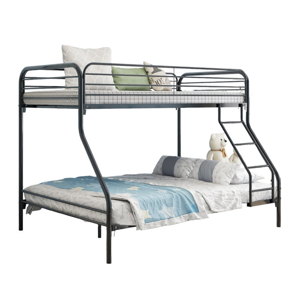 Homeroots Black Heavy Duty Twin Over Full Metal Bunk Bed  Iron 404063