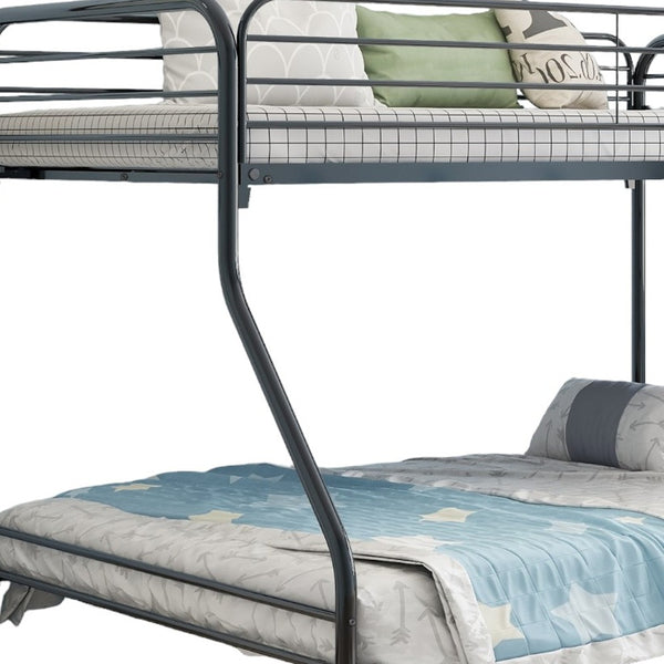 Homeroots Black Heavy Duty Twin Over Full Metal Bunk Bed  Iron 404063